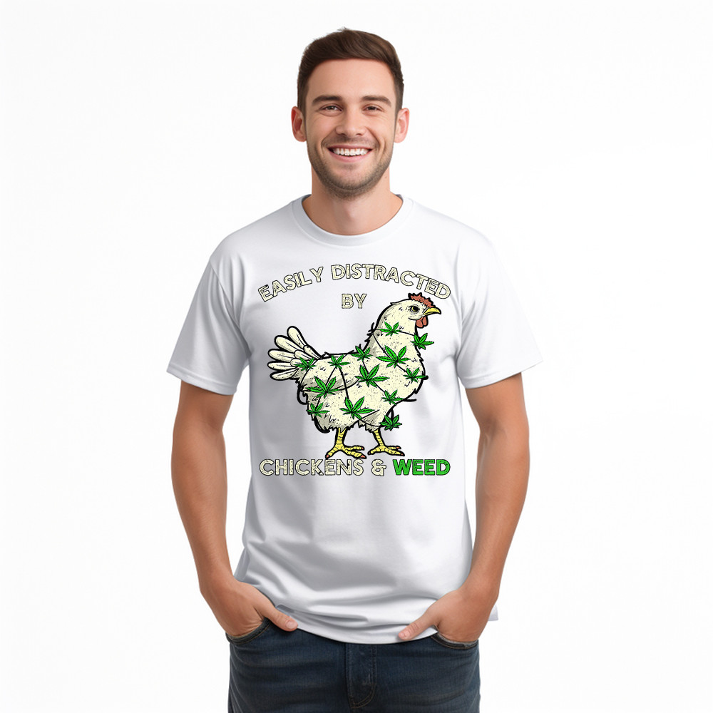 Easily Distracted By Chickens And Weed Shirt Thanksgiving 2025 Gifts