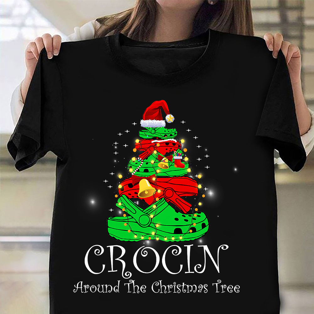 Crocin Around The Christmas Tree Shirt Christmas T-Shirt Design Gifts For Crocs Lovers - Familyhavendecor 