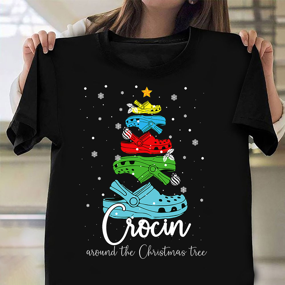 Crocin Around The Christmas Tree Shirt Funny Christmas Graphic Tees Gifts For Husband - Familyhavendecor 