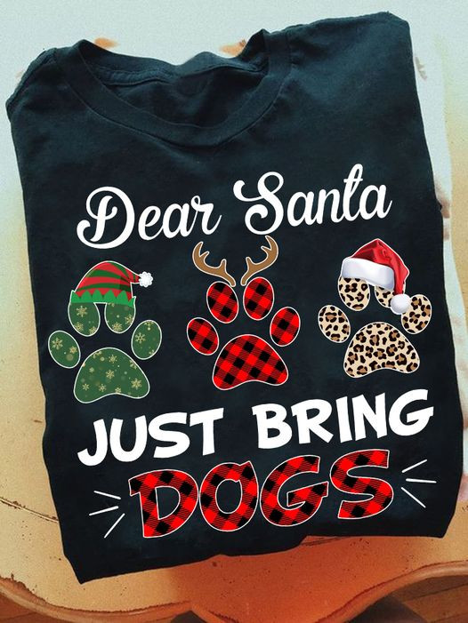 Dear Santa Just Bring Dogs Christmas Shirt Funny Christmas Gifts For Dog Lovers 2023 - Familyhavendecor 