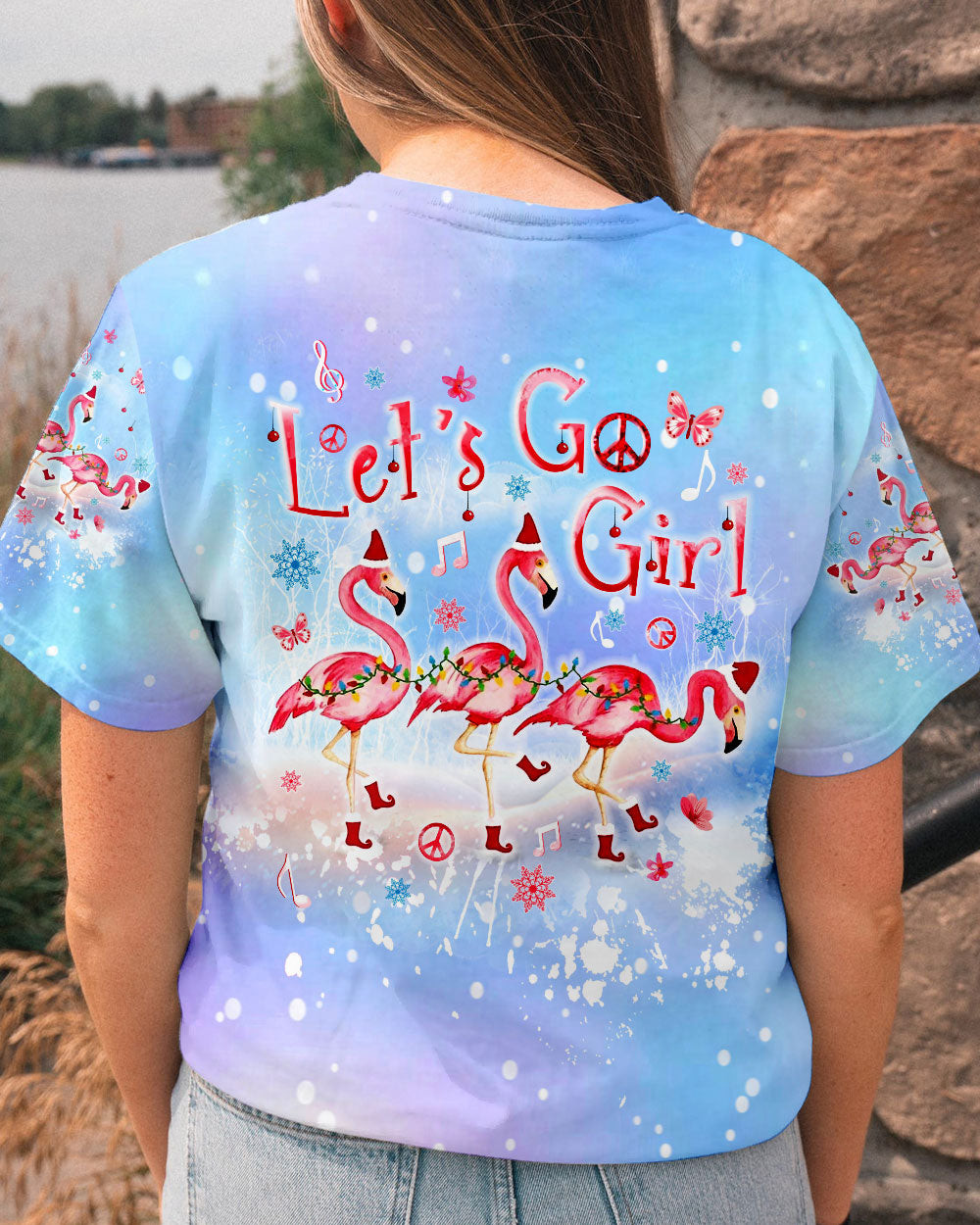 Flamingo Let’s Go Girl Christmas T-Shirt Xmas Holiday Clothing Flamingo Based Presents – Familyhavendecor