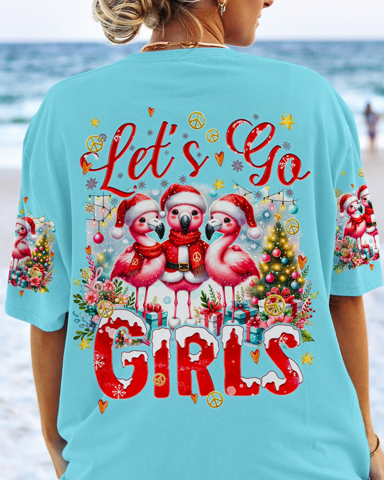 Flamingo Let’s Go Girls Christmas T-Shirt Lovely Xmas Shirt Pink Flamingo Gifts For Mom – Familyhavendecor