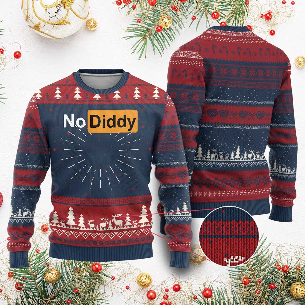 No Diddy Ugly Christmas Sweater Adult Funny Ugly Xmas Sweater Sarcastic Diddy Party Gifts – Familyhavendecor
