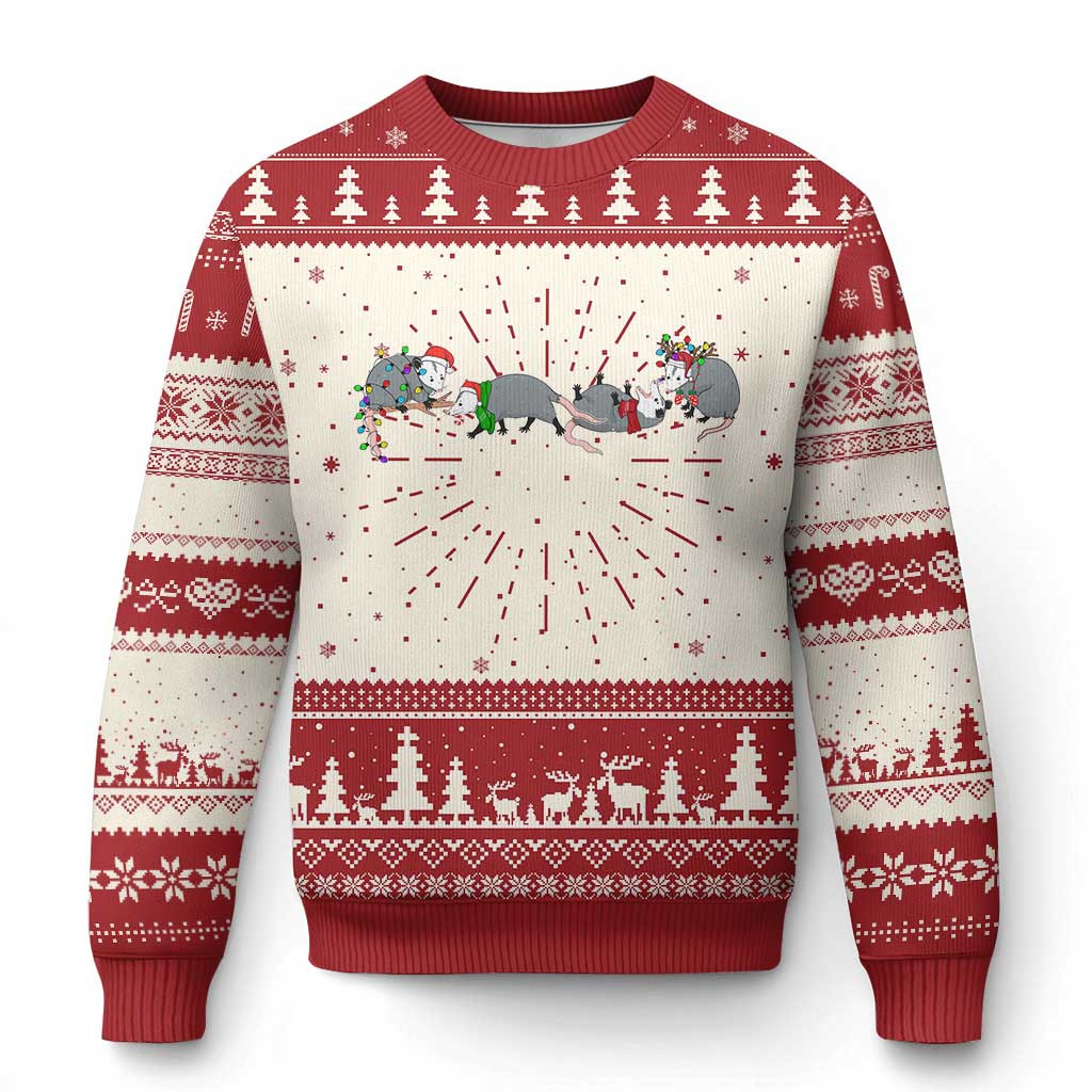 Opossum Xmas Lights Ugly Christmas Sweater Hilarious Ugly Xmas Sweater Wild Animals Gifts – Familyhavendecor