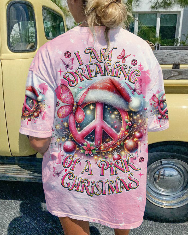 Peace Symbol Pink Christmas T-Shirt Bling Winter Clothing Xmas Peace Based Gifts – Familyhavendecor