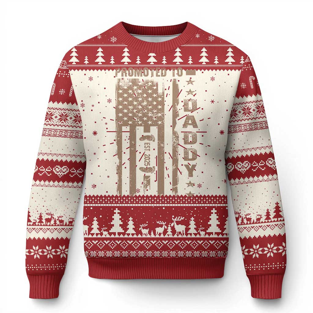 Promoted To Daddy Est 2025 Ugly Christmas Sweater Best Xmas Sweater New Dad Gift Items – Familyhavendecor